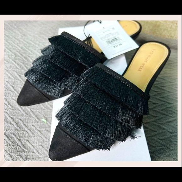 Who What Wear Annie Satin Tassel Pointed Toe Mules - Picture 2 of 3